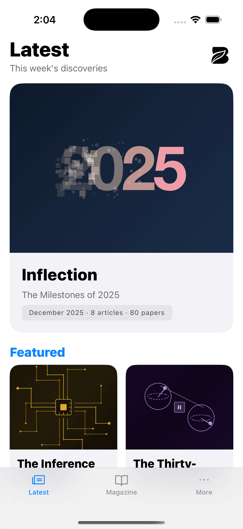 Blueleaf app showing latest issue